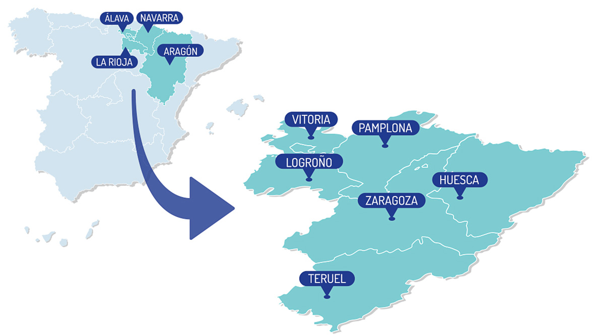 Mapa de España Distribuciones Ariza Álava Navarra La Rioja Aragón